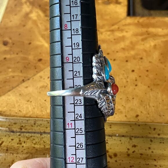 Artisan Crafted Turquoise Indian Chief Ring Size 10 - Picture 8 of 9